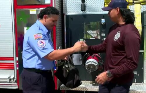 St. Lucie County Firefighter Johsua Monroig and Miami-Dade Fire Rescue member Devin Sao.