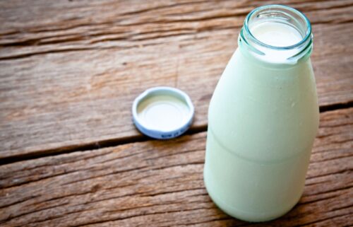 Fresh Milk on Glasses Bottle