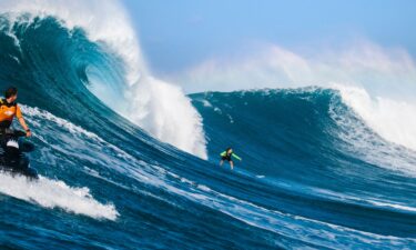 Ralda surfs at Red Bull Magnitude at Jaws in Maui in January 2022.