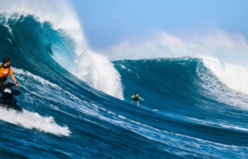 Ralda surfs at Red Bull Magnitude at Jaws in Maui in January 2022.