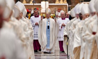 Pope Leo in liturgical vestments on June 9.