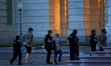 Protesters are detained after breaking through barrier fencing on Capitol Hill in Washington