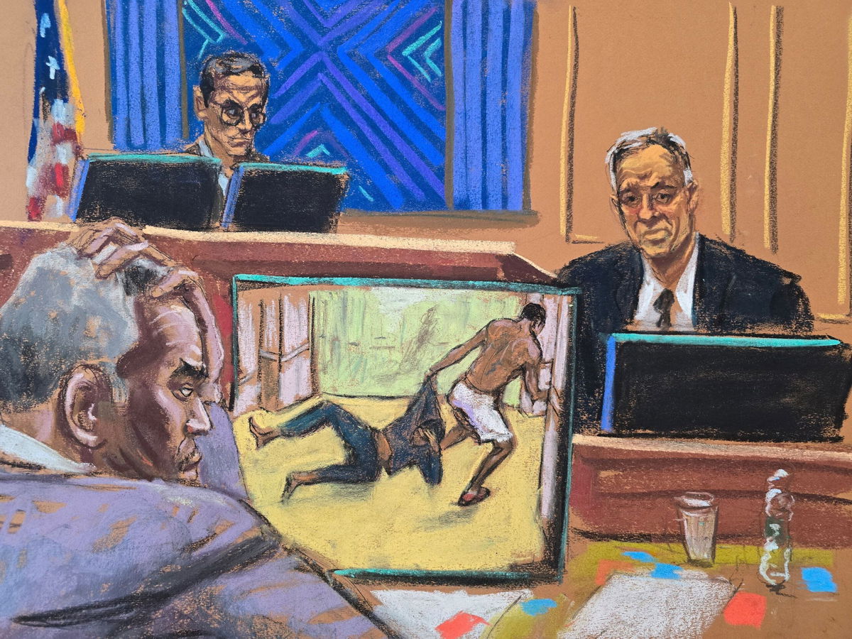 <i>Jane Rosenberg/Reuters via CNN Newsource</i><br/>Forensic video expert Frank Piazza testifies about the surveillance footage of the 2016 InterContinental Hotel altercation on June 4.