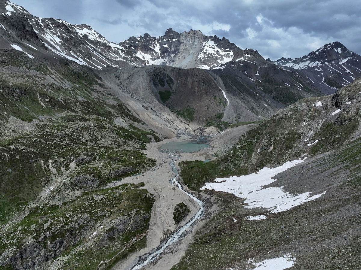 <i>Sean Gallup/Getty Images via CNN Newsource</i><br/>Partially collapsed Fluchthorn mountain (middle peak