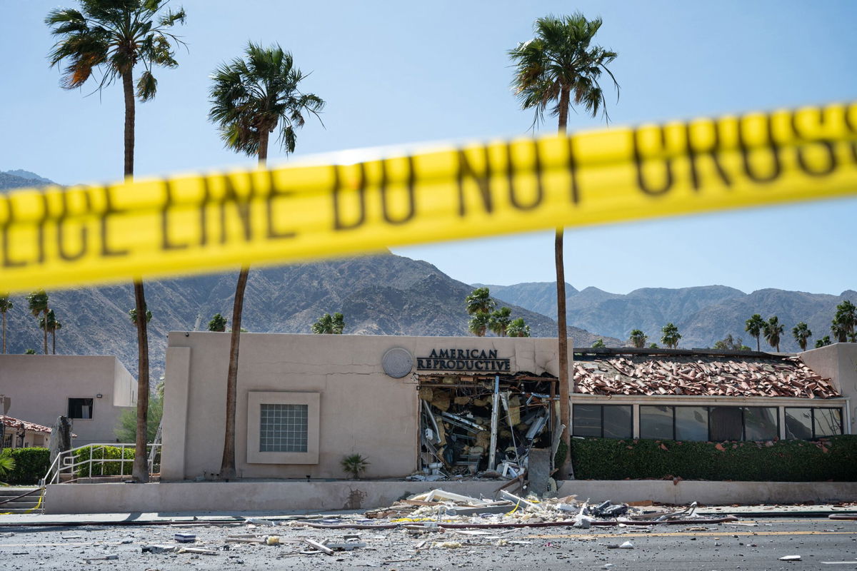 <i>Gabriel Osorio/AFP/Getty Images via CNN Newsource</i><br/>A damaged American Reproductive Centers fertility clinic is shown after a bomb blast outside the building in Palm Springs