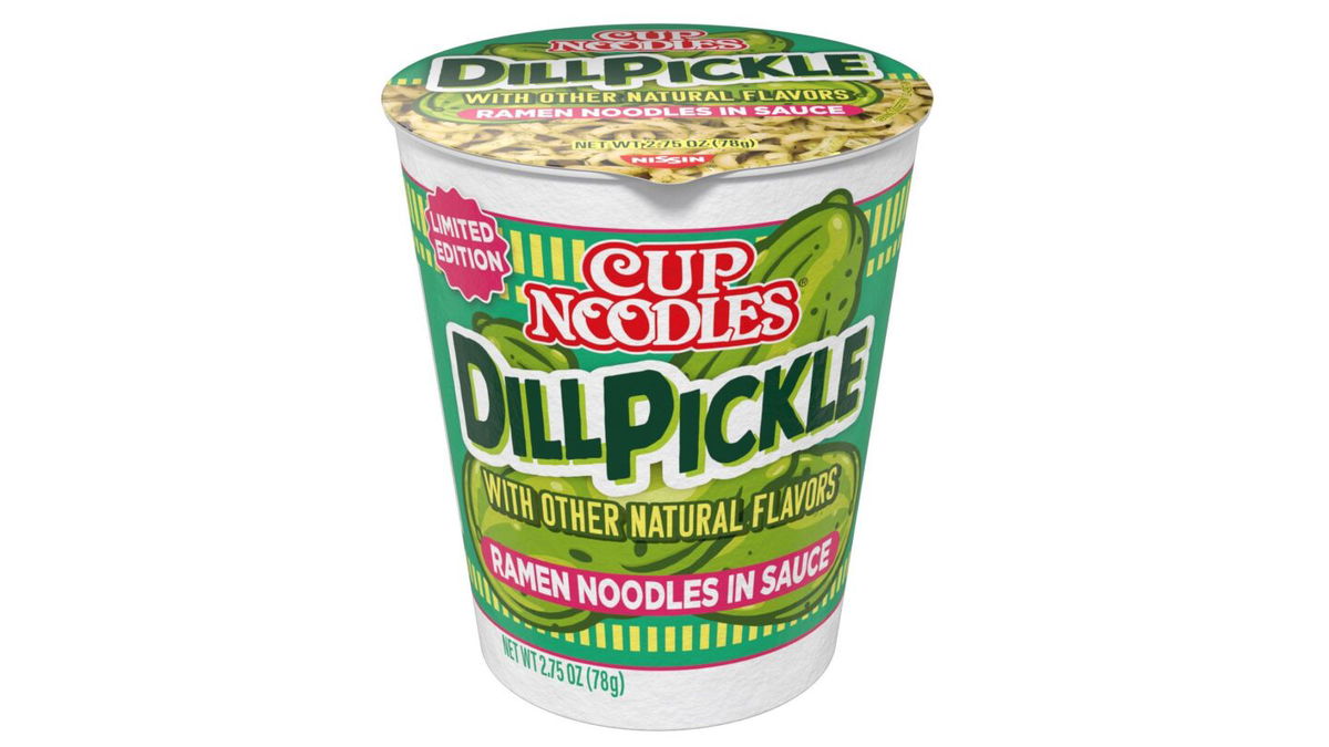<i>Nissin Foods USA via CNN Newsource</i><br/>Cup Noodles has created a dill pickle flavor