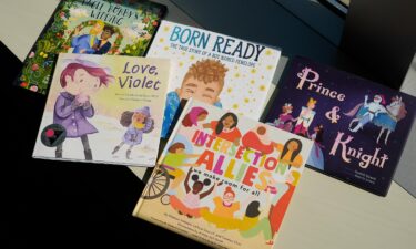 A selection of books featuring LGBTQ characters that are part of a Supreme Court case are pictured on April