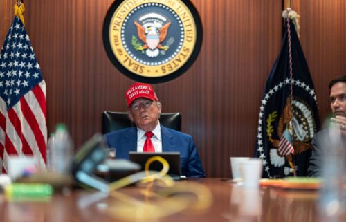 President Donald Trump in the Situation Room at the White House in Washington