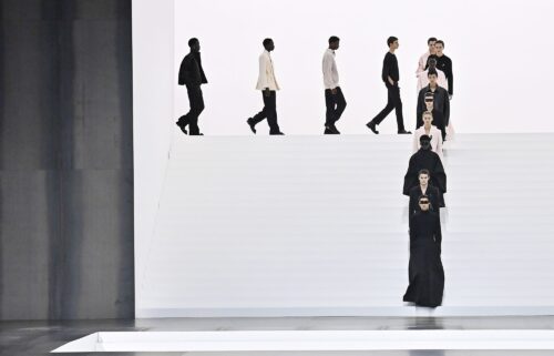 Models walk the runway during the Dior Homme ready-to-wear Fall-Winter 2025 show at Paris Fashion Week on January 24