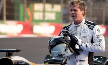 Brad Pitt during the recording of a scene for his new film "F1" in 2024.