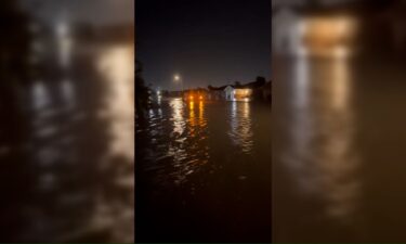 Floodwater makes roads impassible in a neighborhood in Grand Island