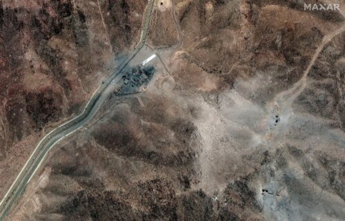 This June 24 satellite image provided by Maxar Technologies shows damage at Fordow enrichment facility after the US strikes on June 22.