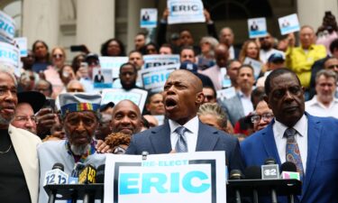 New York City Mayor Eric Adams speaks during a press conference at City Hall on June 26 in New York City.