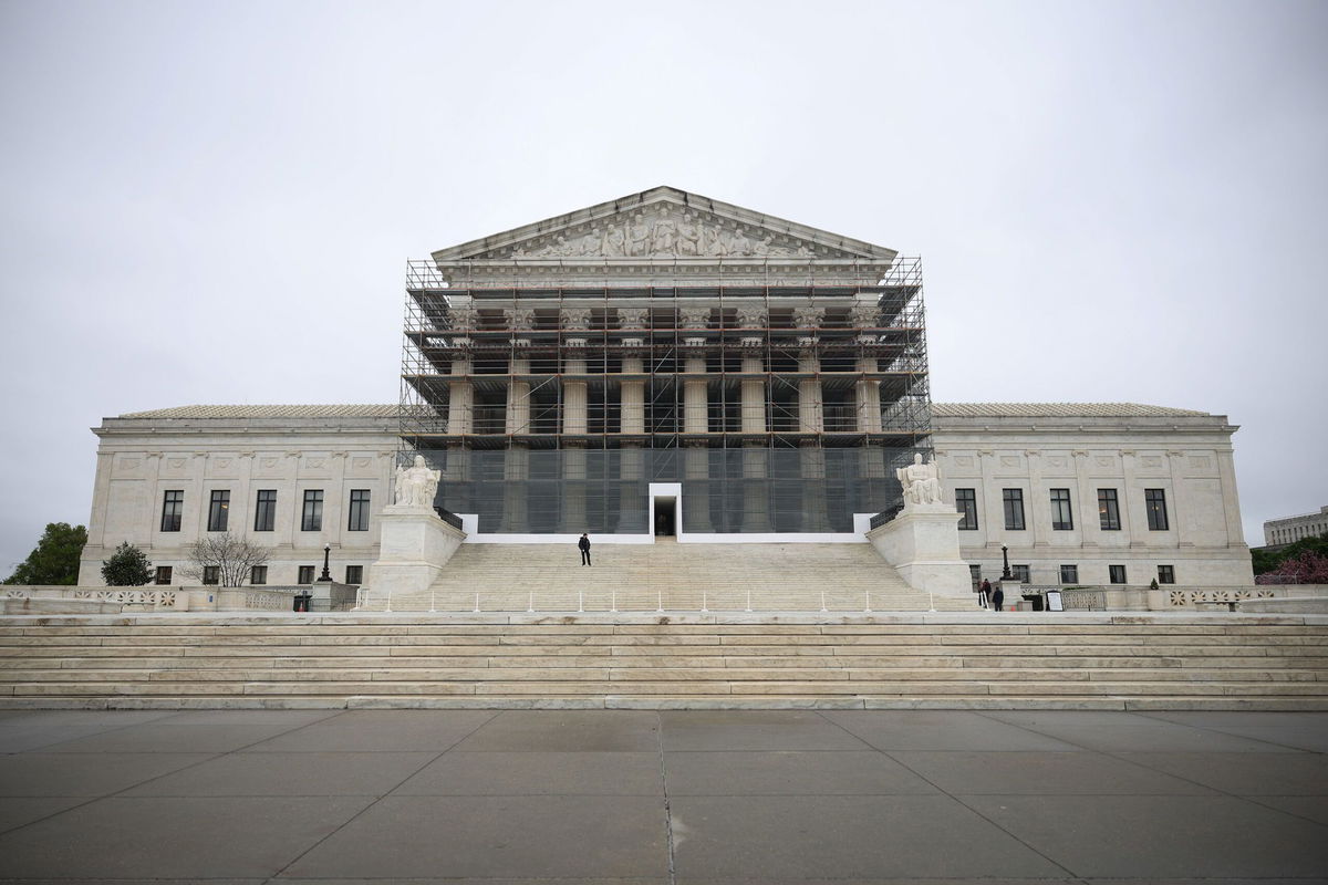 <i>Kayla Bartkowski/Getty Images via CNN Newsource</i><br/>The U.S. Supreme Court is seen on April 07