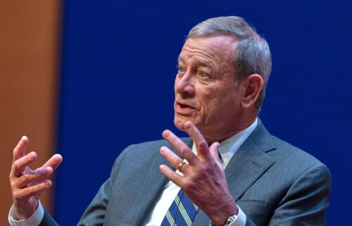 Chief Justice of the Supreme Court John Roberts speaks during a lecture to the Georgetown Law School graduating class of 2025