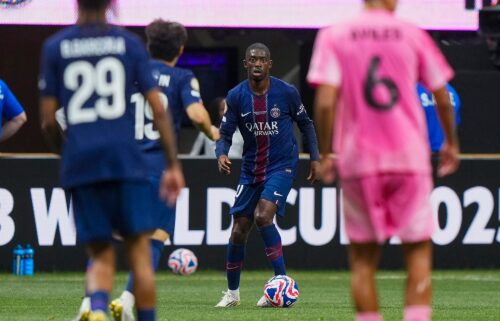 PSG star Ousmane Dembélé seen during the match.