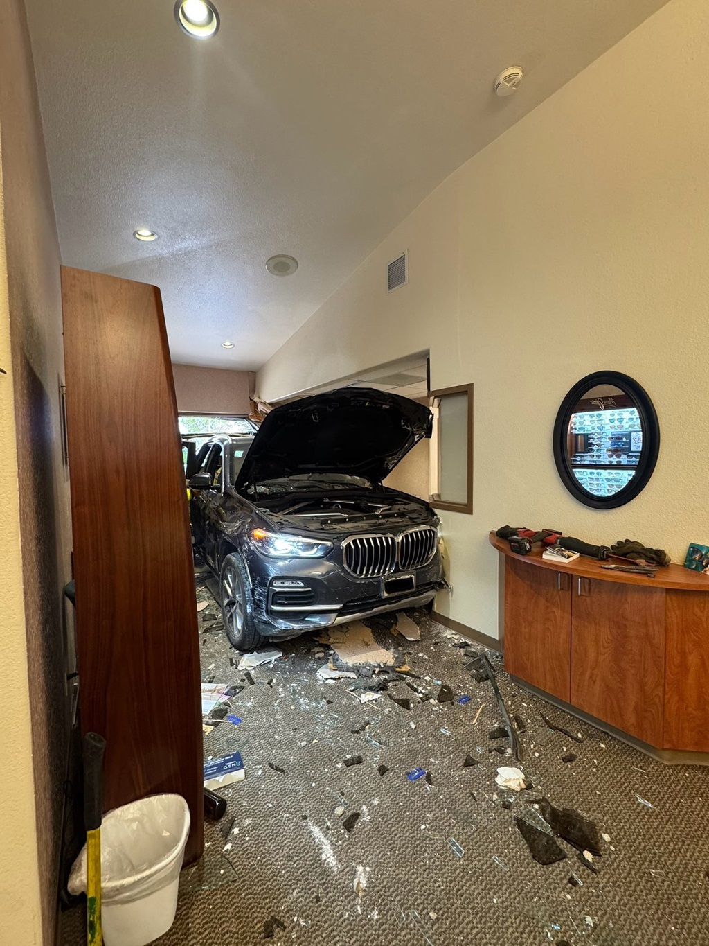 <i>CSFD/KRDO via CNN Newsource</i><br/>Crews with the Colorado Springs Fire Department (CSFD) are on scene after a car drove into a building on South 8th Street Monday afternoon.