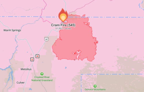 Cram Fire 92K map Watch Duty 7-17-1