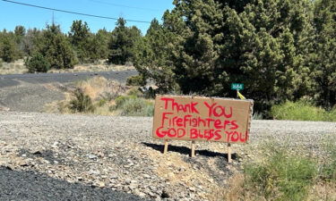 Highland Fire Juniper Canyon sign thank you firefighters