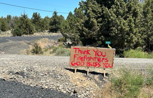 Highland Fire Juniper Canyon sign thank you firefighters