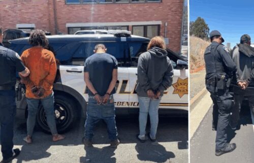A photo posted by Benicia police showing the arrests of four people following an alleged copper theft on July 9.