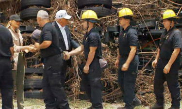 President Trump greets rescue workers