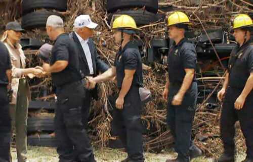 President Trump greets rescue workers