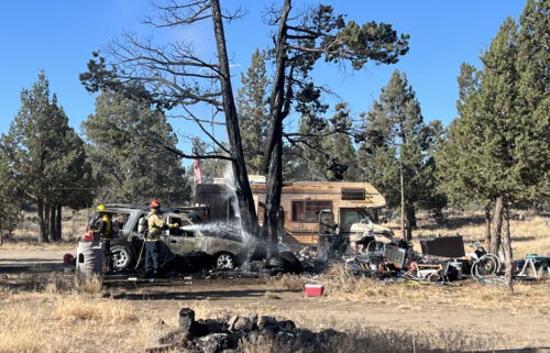SUV trailer fire near Deschutes Junction