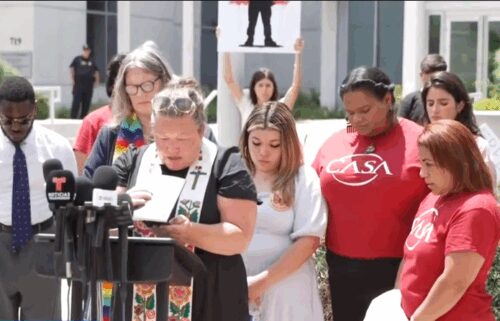 The former Baltimore director of the immigrant advocacy group CASA stood side by side with Kilmar Abrego Garcia's wife