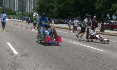 Teens competed on the NASCAR track in Grant Park for the 13th annual X-Stream Push Kart Derby.