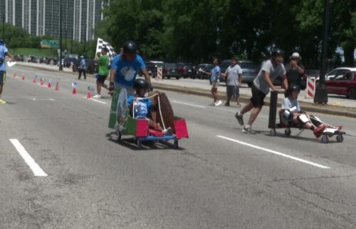 Teens competed on the NASCAR track in Grant Park for the 13th annual X-Stream Push Kart Derby.