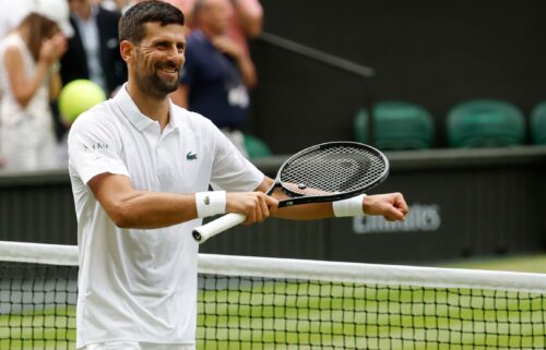 Novak Djokovic dances in front of his children after progressing into the Wimbledon quarterfinals.