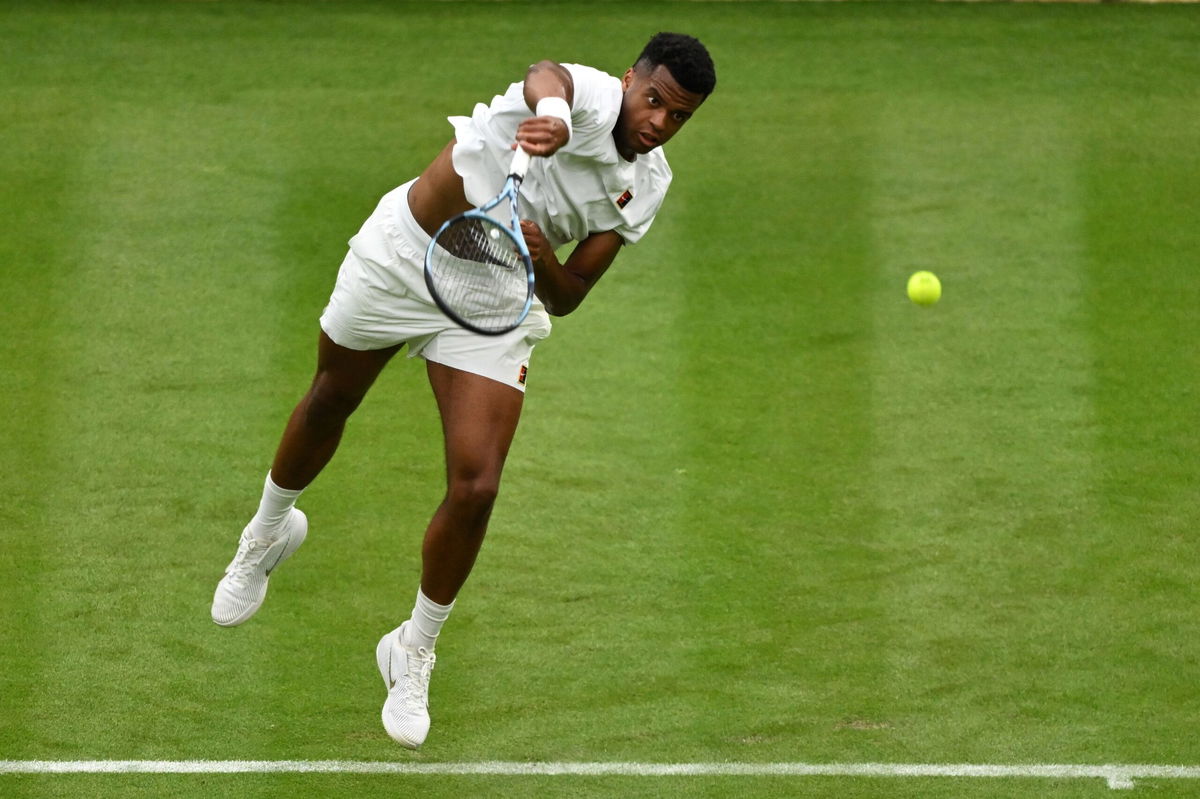 <i>Mike Hewitt/Getty Images via CNN Newsource</i><br/>Giovanni Mpetshi Perricard produced the biggest serve in Wimbledon history this year.