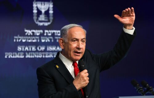 Israeli Prime Minister Benjamin Netanyahu gives a press conference in Jerusalem on May 21.