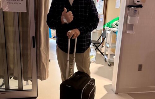 Minnesota State Sen. John Hoffman as he is released from the hospital.