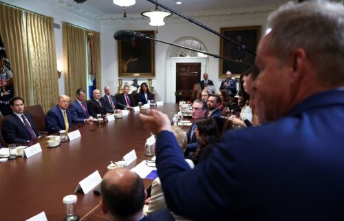 President Donald Trump leads a cabinet meeting at the White House in Washington