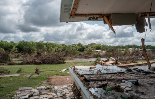 What remains of the backside of a home is seen after flooding on the banks of the Guadalupe River on in Kerrville