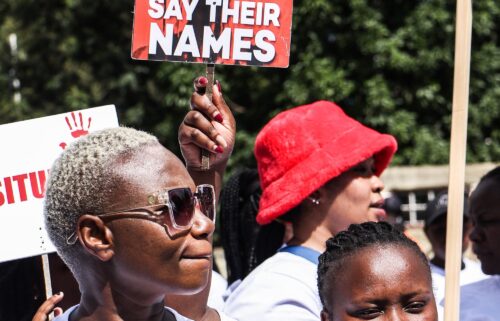 Human rights activists march in the streets of Nakuru