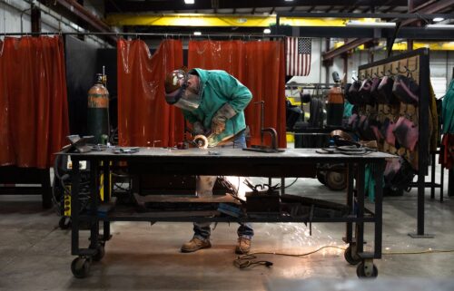 A student does steel work during an apprenticeship in Dayton