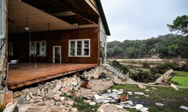A damaged building is seen at Camp Mystic in Hunt