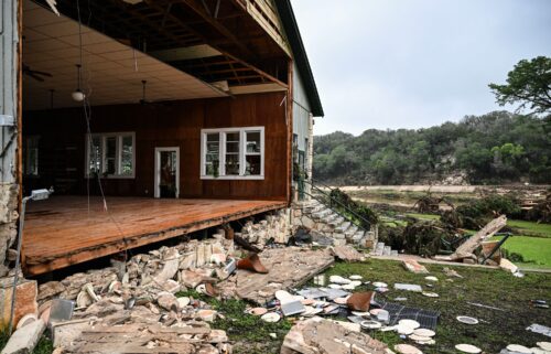 A damaged building is seen at Camp Mystic in Hunt