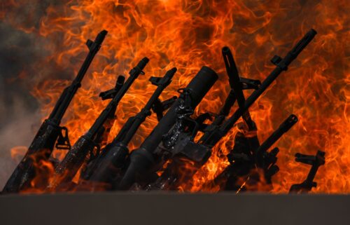 PKK weapons being destroyed in Sulaymaniyah
