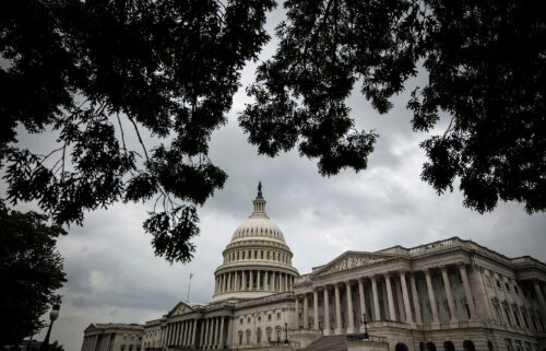 Storm clouds hang over the Capitol building