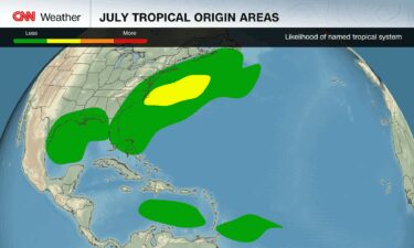 Regions where tropical cyclones usually form in July.