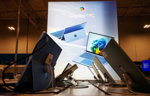 Microsoft Copilot + PC signage inside a Best Buy store on Black Friday is pictured in Pinole