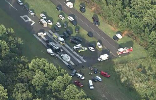 Emergency personal respond to a small plane crash at Cross Keys Airport in Williamstown