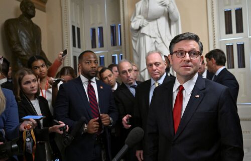 Speaker of the House Mike Johnson speaks to the press on Capitol Hill on Wednesday.