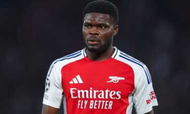 Partey is seen during the second leg of Arsenal's Champions League semifinal against PSG in May.