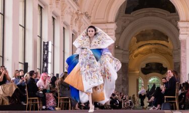 A model walks the runway for Schiaparelli's Haute Couture Fall-Winter 2024 show.