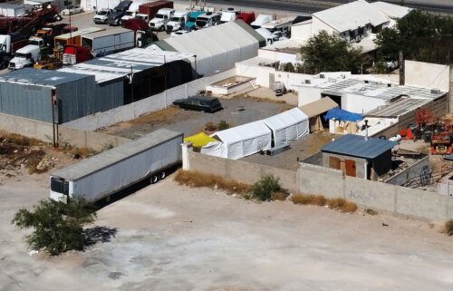 Aerial view showing a crematorium where authorities found over 380 corpses embalmed in Ciudad Juarez